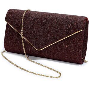Womens Red Ladies Sparkling Party Handbag Evening Bag Clutch Purses